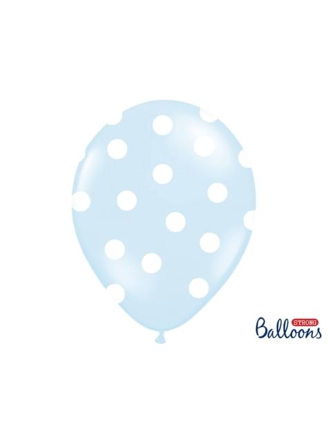 6 globos azul pasteles con topos blancos (30 cm) - Partydeco | Funidelia