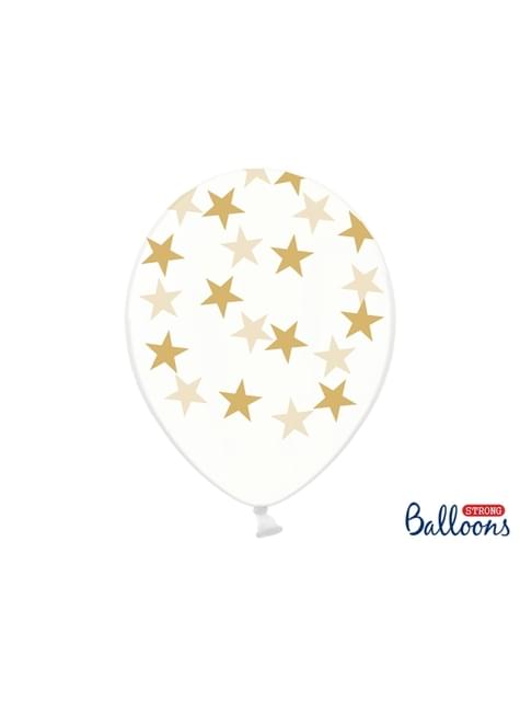 6 globos con estrellas transparentes (30 cm) - Partydeco | Funidelia