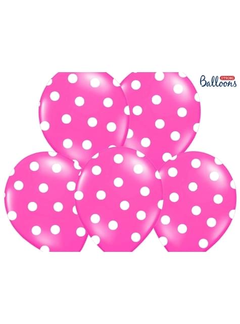 6 globos con topos rosa pastel (30 cm)