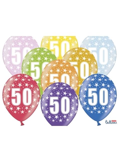 6 globos de látex “50“ multicolor (30 cm) - Partydeco | Funidelia