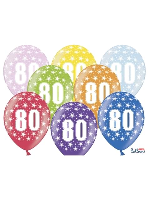 6 globos de látex “80“ multicolor (30 cm) - Partydeco | Funidelia