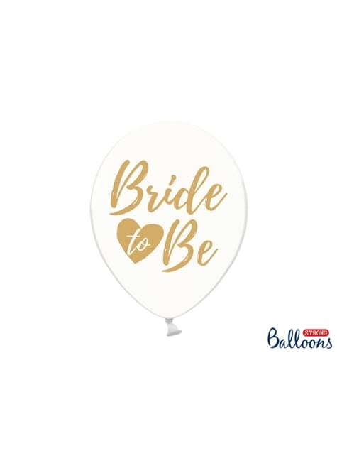 6 globos de látex “BRIDE TO BE“ dorado transparente (30 cm) - Gold Bridal Shower