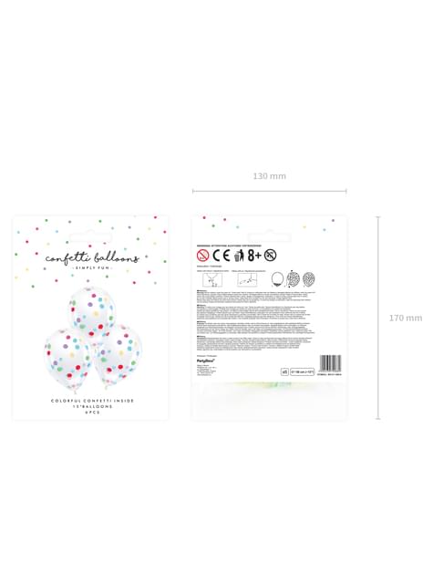 6 globos de látex con confeti de círculos de colores (30 cm) - Partydeco | Funidelia