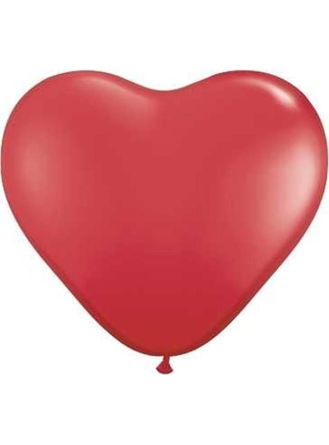 6 globos de látex con forma de corazón rojo (40 cm) - Partydeco | Funidelia