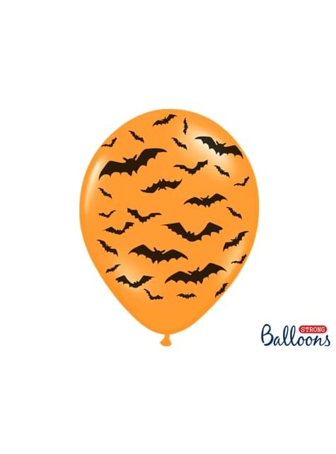 6 globos de látex con murciélagos naranja (30 cm)