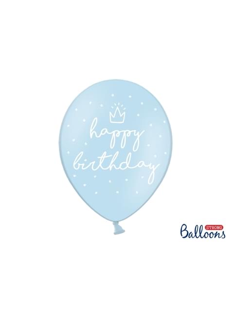 6 globos extra resistentes ’’ Happy Birthday“ azul (30 cm) - Partydeco | Funidelia