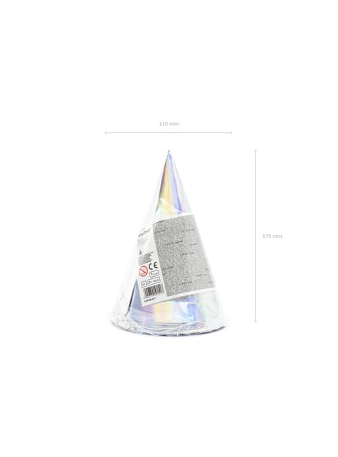 6 gorritos de fiesta iridiscentes de papel - Exotix Holo