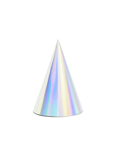 6 gorritos de fiesta iridiscentes de papel - Exotix Holo