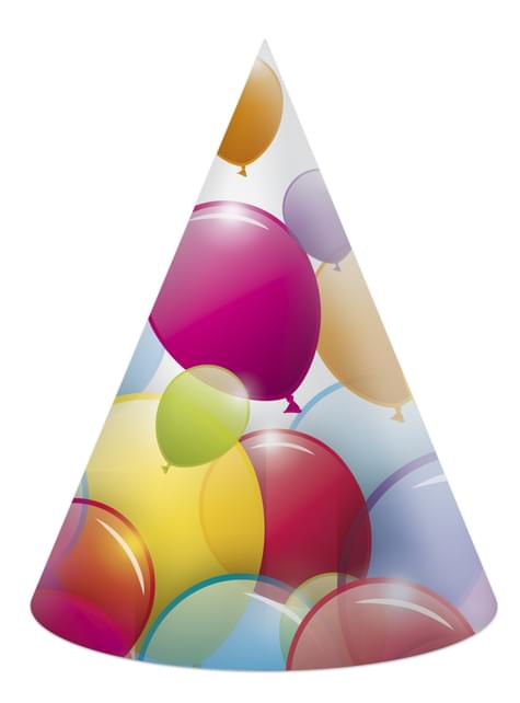6 gorritos de fiesta variados de cartón de globos arcoíris - Procos | Funidelia
