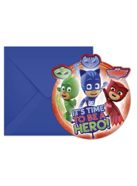6 invitaciones Pj Masks circulares - Procos | Funidelia