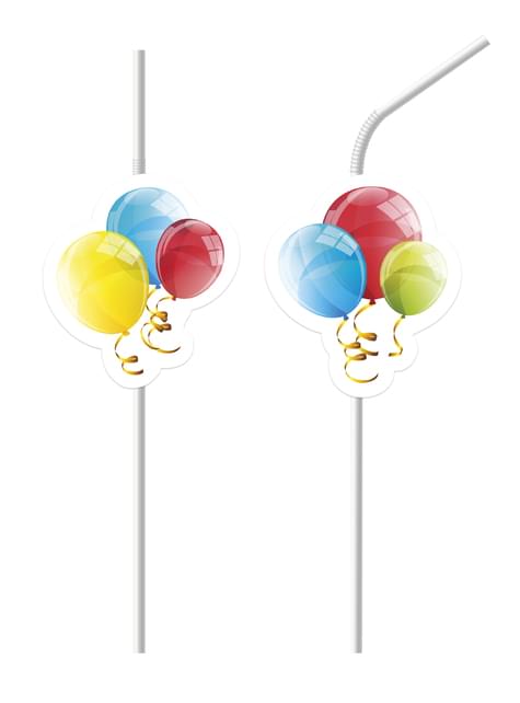6 pajitas Sparkling Balloons - Procos | Funidelia