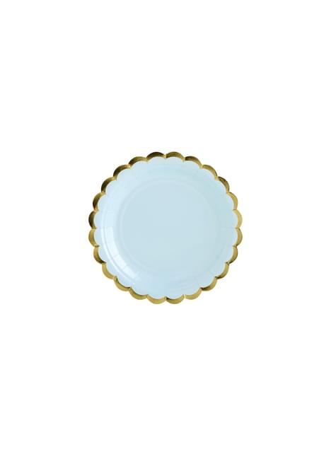 6 platos azules pastel de papel (18 cm) - Yummy