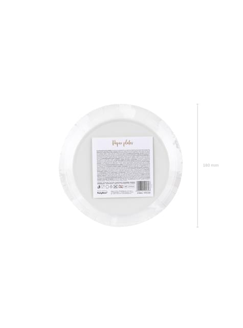 6 platos blancos con lunares en oro rosas de papel (18 cm) - Polka Dots Collection