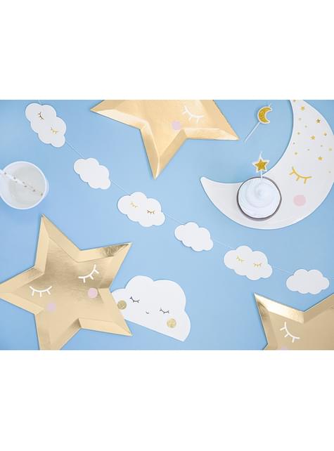 6 platos con forma de estrella con pestañas y coloretes (27cm) - Golden Sky - Partydeco | Funidelia