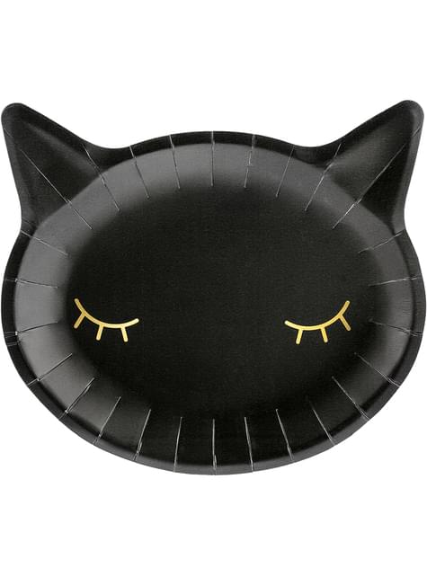 6 platos de gato negro (22 cm)