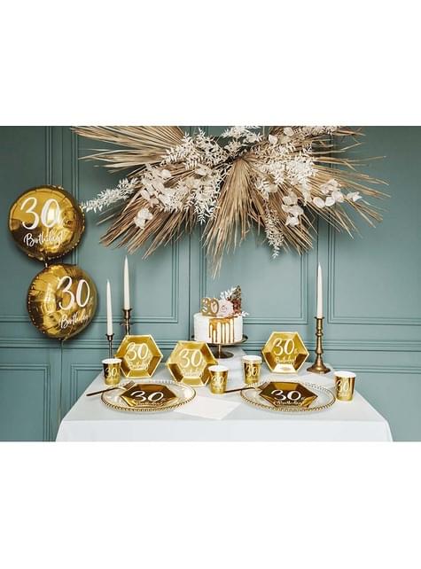6 platos dorados 30 cumpleaños (20 cm) - Partydeco | Funidelia