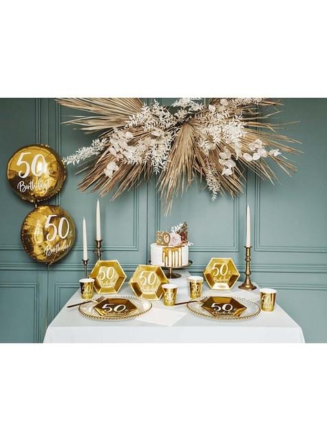 6 platos dorados 50 cumpleaños (20 cm) - Partydeco | Funidelia