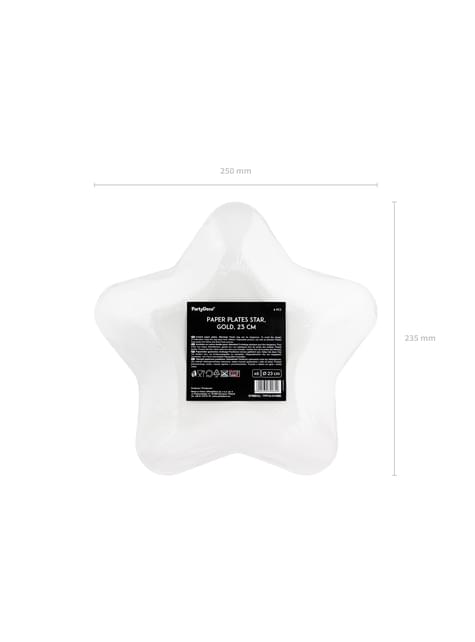 6 platos dorados con forma de estrella de papel (23 cm) - Princess Party - Partydeco | Funidelia