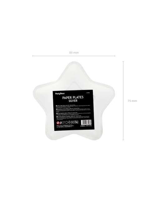 6 platos plateados con forma de estrella de papel (18 cm) - New Year’s Eve & Carnival - Partydeco | Funidelia