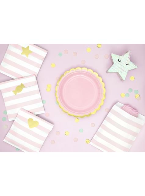 6 platos rosa pastel de papel (18 cm) - Yummy - Partydeco | Funidelia