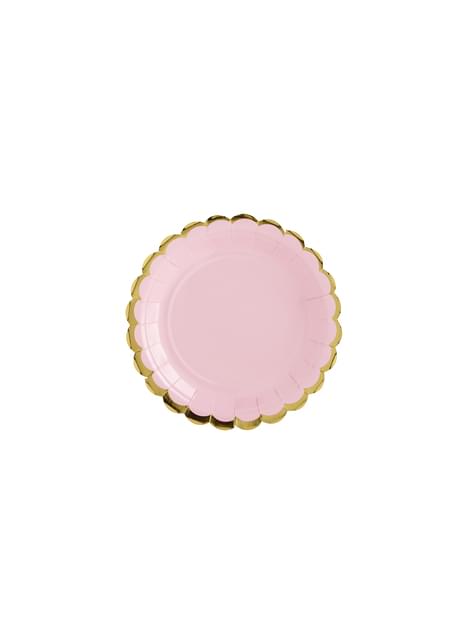 6 platos rosa pastel de papel (18 cm) - Yummy - Partydeco | Funidelia
