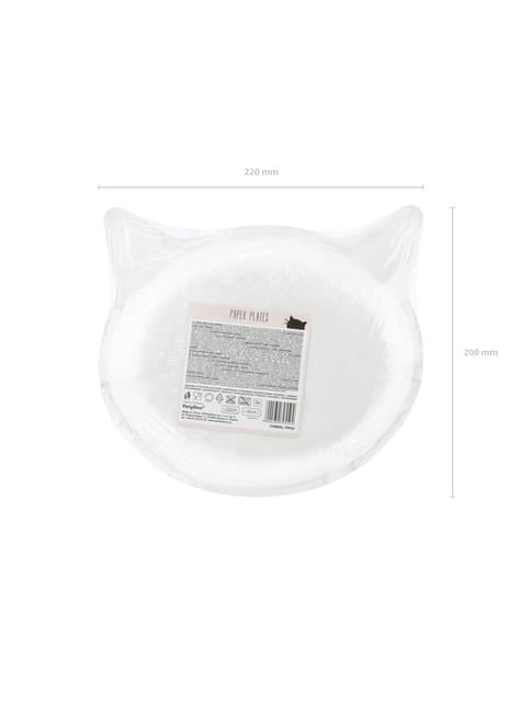 6 platos rosas con forma de gato de papel (22x20 cm) - Meow Party - Partydeco | Funidelia