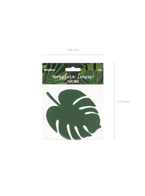 6 tarjetas para mesa verde con forma de hoja - Aloha Turquoise - Partydeco | Funidelia