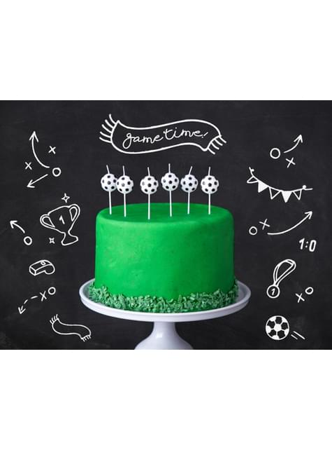 6 velas de balones de fútbol (2,5 cm) - Football Party