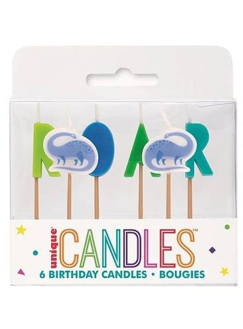 6 velas de dinosaurio de cumpleaños - Unique | Funidelia