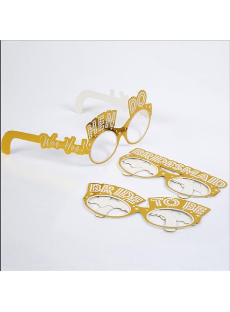 8 accesorios photocall de gafas doradas de papel - Woo Hoo Hen Do - Neviti | Funidelia
