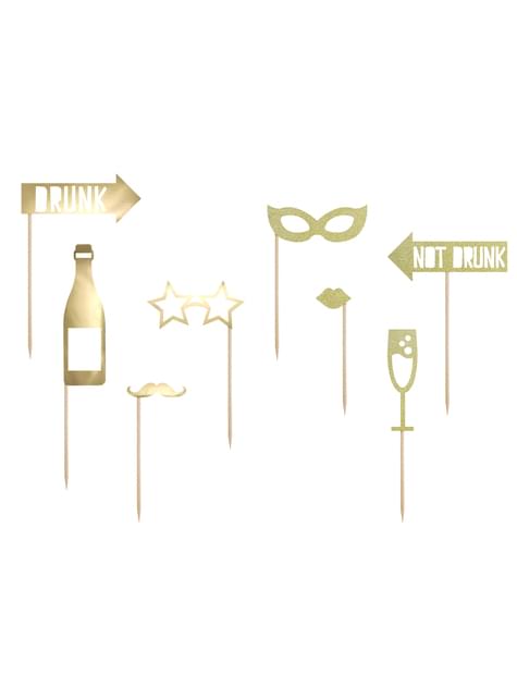 8 accesorios photocall dorados de nochevieja - Happy New Year Collection - Partydeco | Funidelia