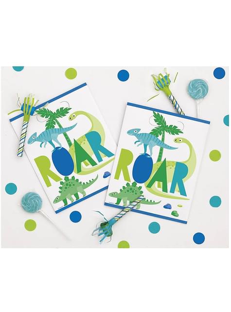 8 bolsas de chucherías de dinosaurio - Blue & Green Dinosaur - Unique | Funidelia