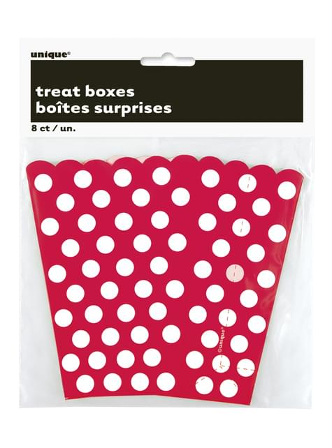 8 cajas de palomitas rojo con topos blancos - Línea colores Básicos