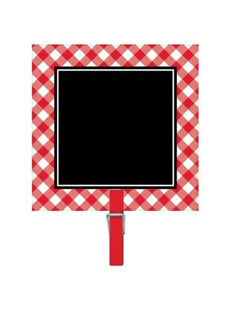 8 carteles de pizarra con mini pinza rojos y blancos - AMSCAN | Funidelia