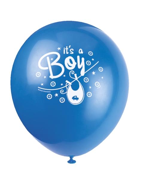 8 globos azules It’s a boy! (30 cm) - Blue Clothesline Baby Shower - Unique | Funidelia