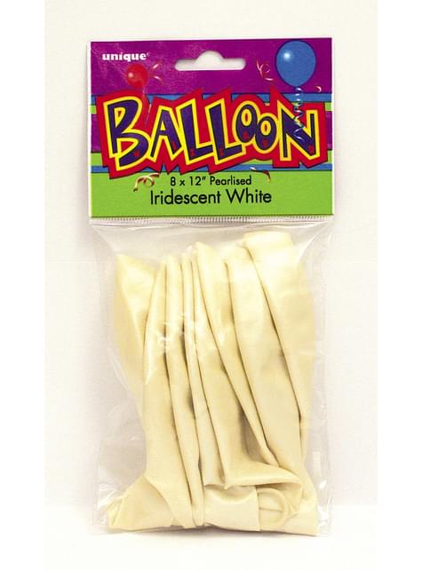 8 globos blanco perlado (30 cm) - Línea Colores Básicos - Unique | Funidelia