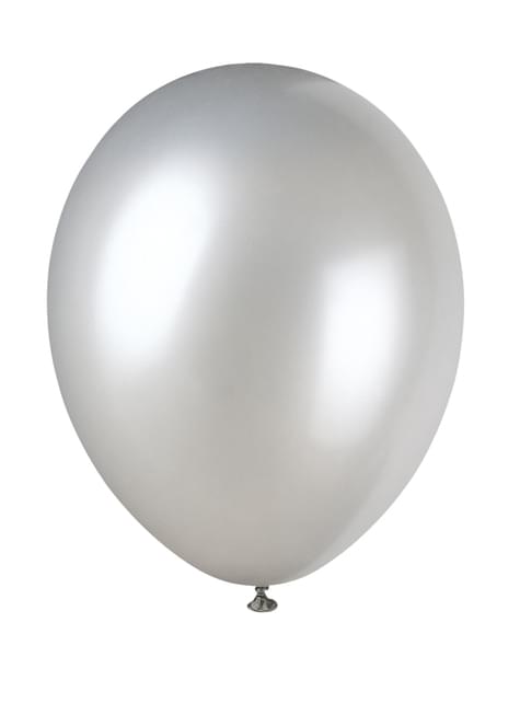 8 globos plateados metalizados (30 cm) - Línea Colores Básicos - Unique | Funidelia