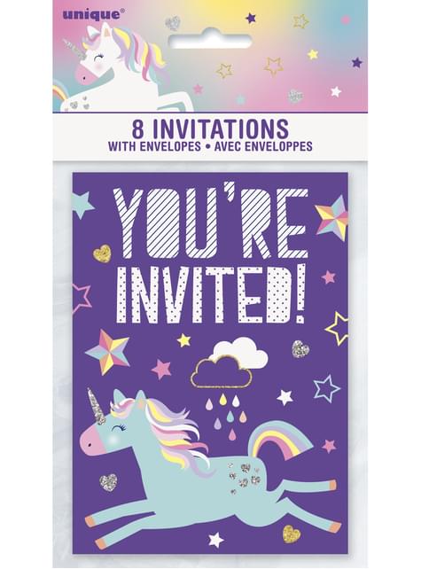 8 invitaciones de unicornio - Happy Unicorn - Unique | Funidelia
