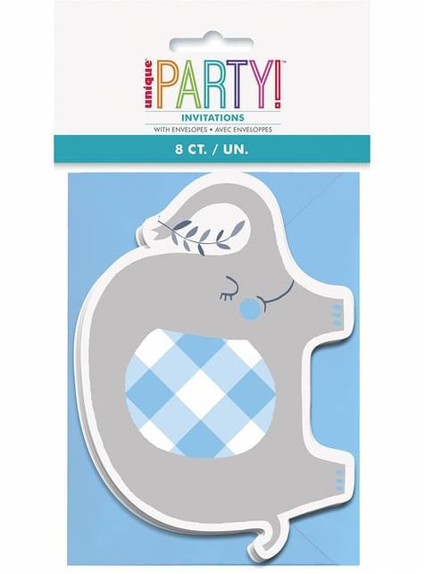 8 invitaciones elefante azul baby Shower - Blue Floral Elephant - Unique | Funidelia