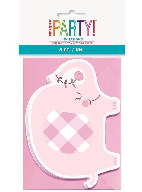 8 invitaciones elefante rosa baby Shower - Pink Floral Elephant - Unique | Funidelia
