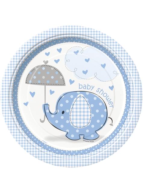 8 platos azules (23 cm) - Umbrellaphants Blue - Unique | Funidelia