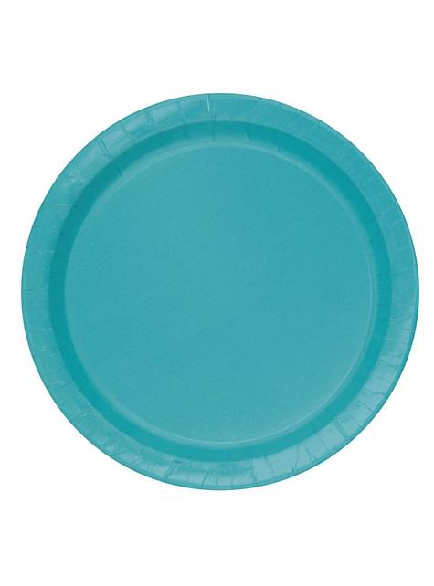 8 platos color aguamarina (23 cm) - Línea Colores Básicos - Unique | Funidelia