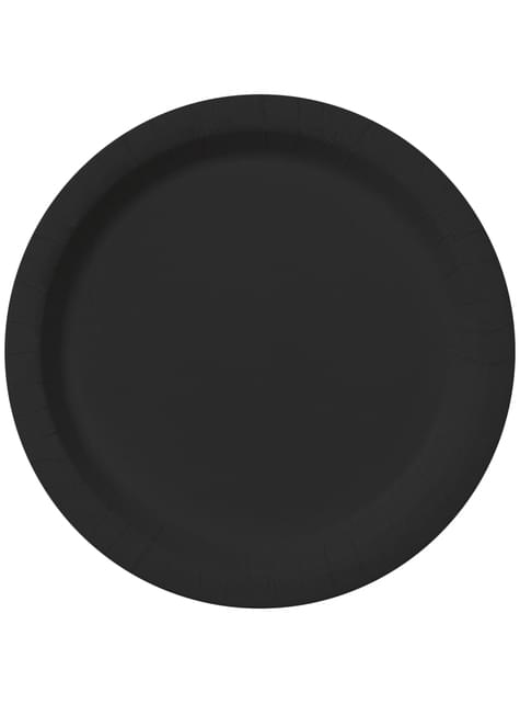 8 platos color negro (23cm) - Colores lisos - Funiglobal | Funidelia