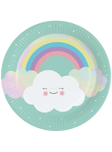 8 platos de arcoíris (23 cm) - Rainbow & Cloud - AMSCAN | Funidelia