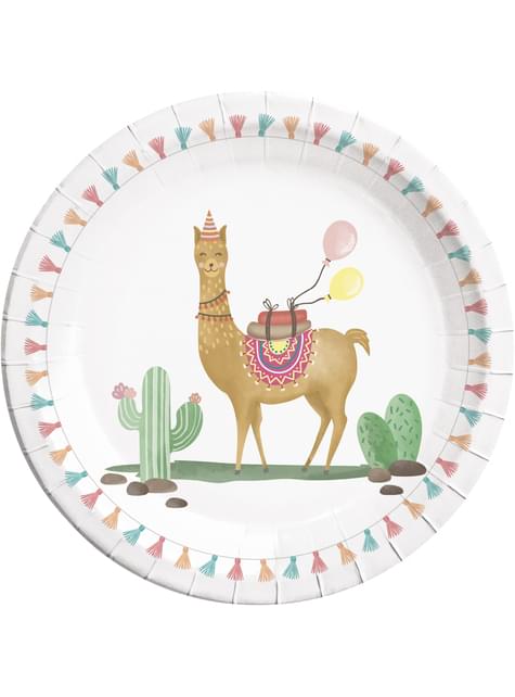 8 platos de cactus y llama (23 cm) - Procos | Funidelia