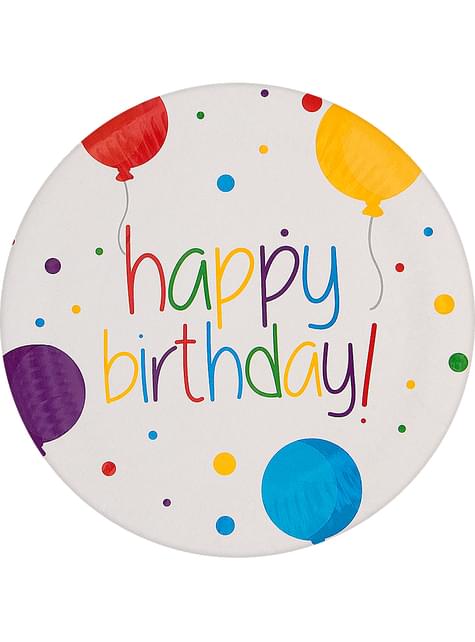 8 platos de cumpleaños (23cm) - Happy Birthday - Funiglobal | Funidelia