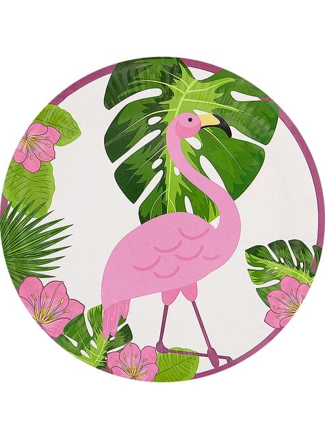 8 platos de flamencos (23cm) - Tropical flamingos - Funiglobal | Funidelia