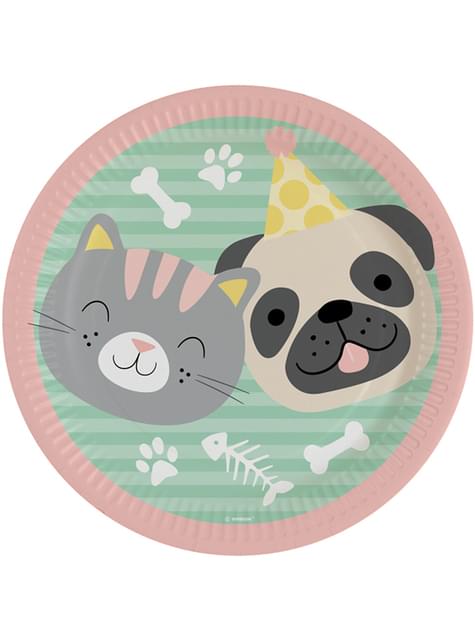8 platos de gatos y perros (23 cm) - Hello Pets - AMSCAN | Funidelia