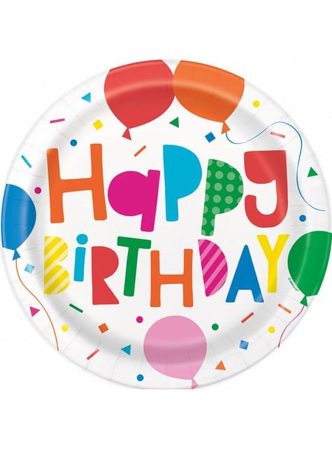 8 platos de globos (23 cm) - Colorful Balloons - Unique | Funidelia