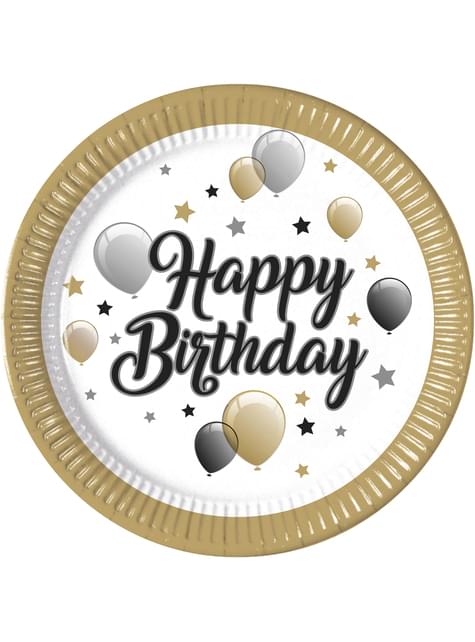 8 platos de globos Happy Birthday (23 cm) - Procos | Funidelia